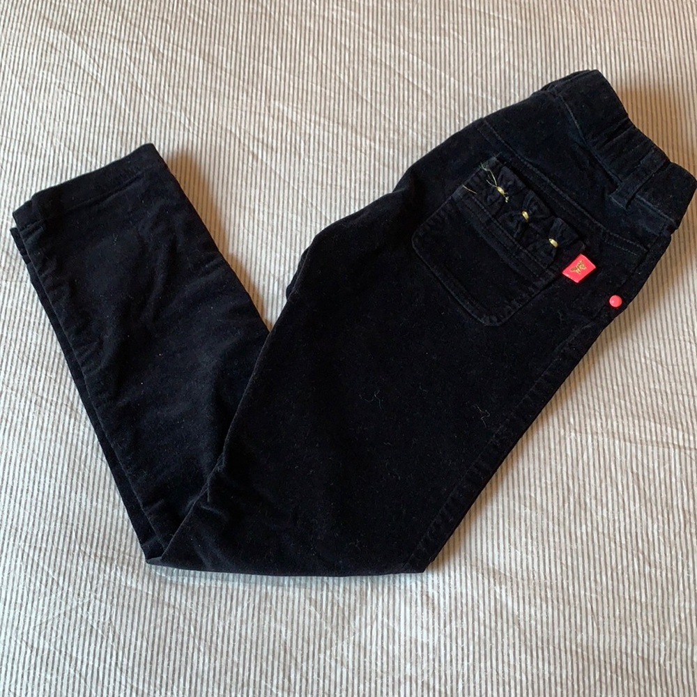 Billieblush black velvet pants, bow tie pockets 5T